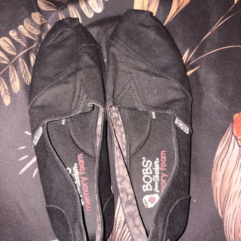 BOBS from Skechers Black Slip-On Canvas Shoes with Patterned Lining